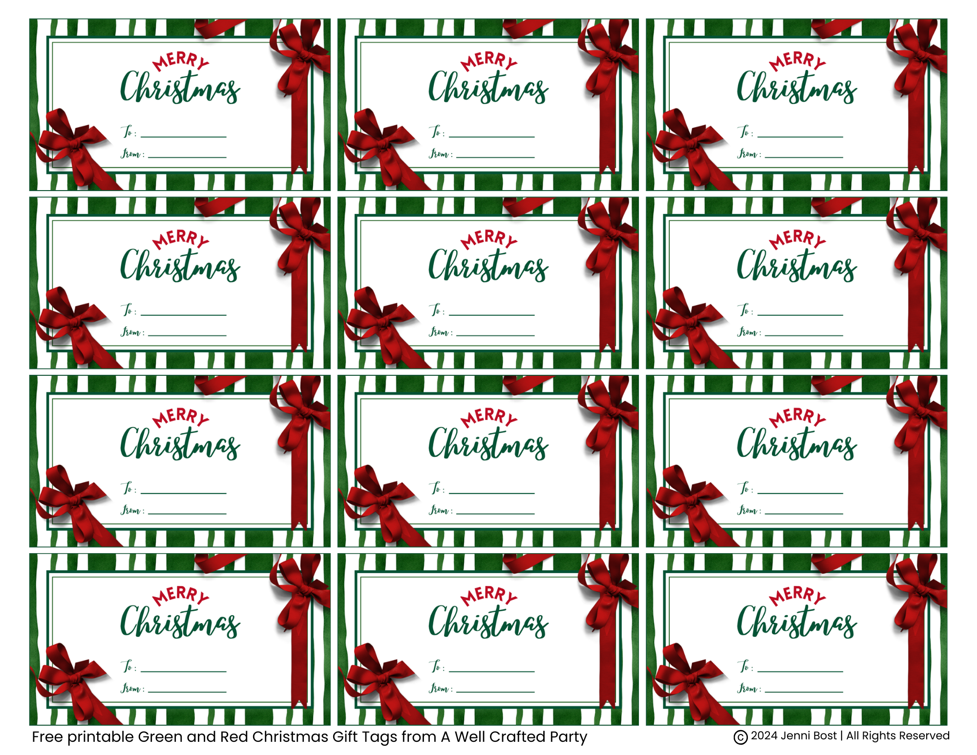 free printable holiday gift tags – a well crafted party